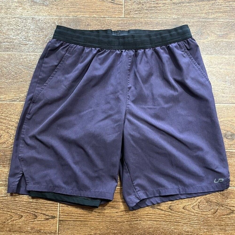 Unipro Shorts Mens Small Purple Black Liner Shorts Quick Dry Performance Running